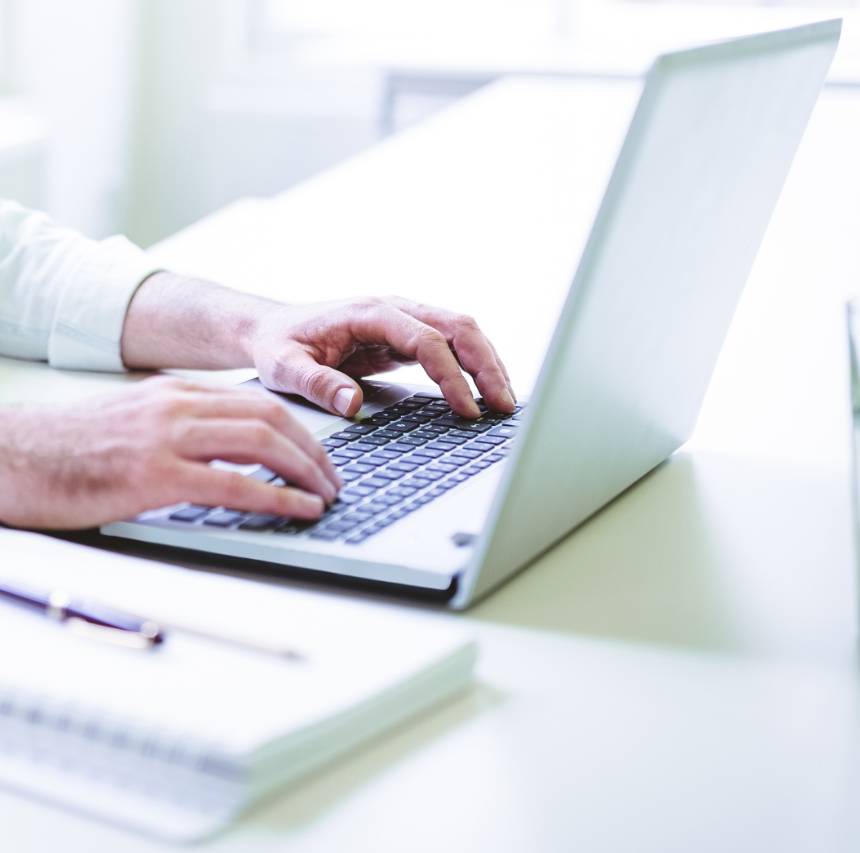 person working on a tablet